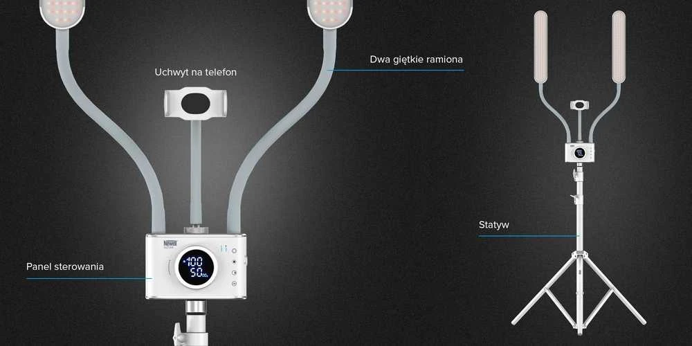 Apšvietimo Įranga - Newell Isztar LED Šviesa su Reguliuojamais Paneleis ir Stovu