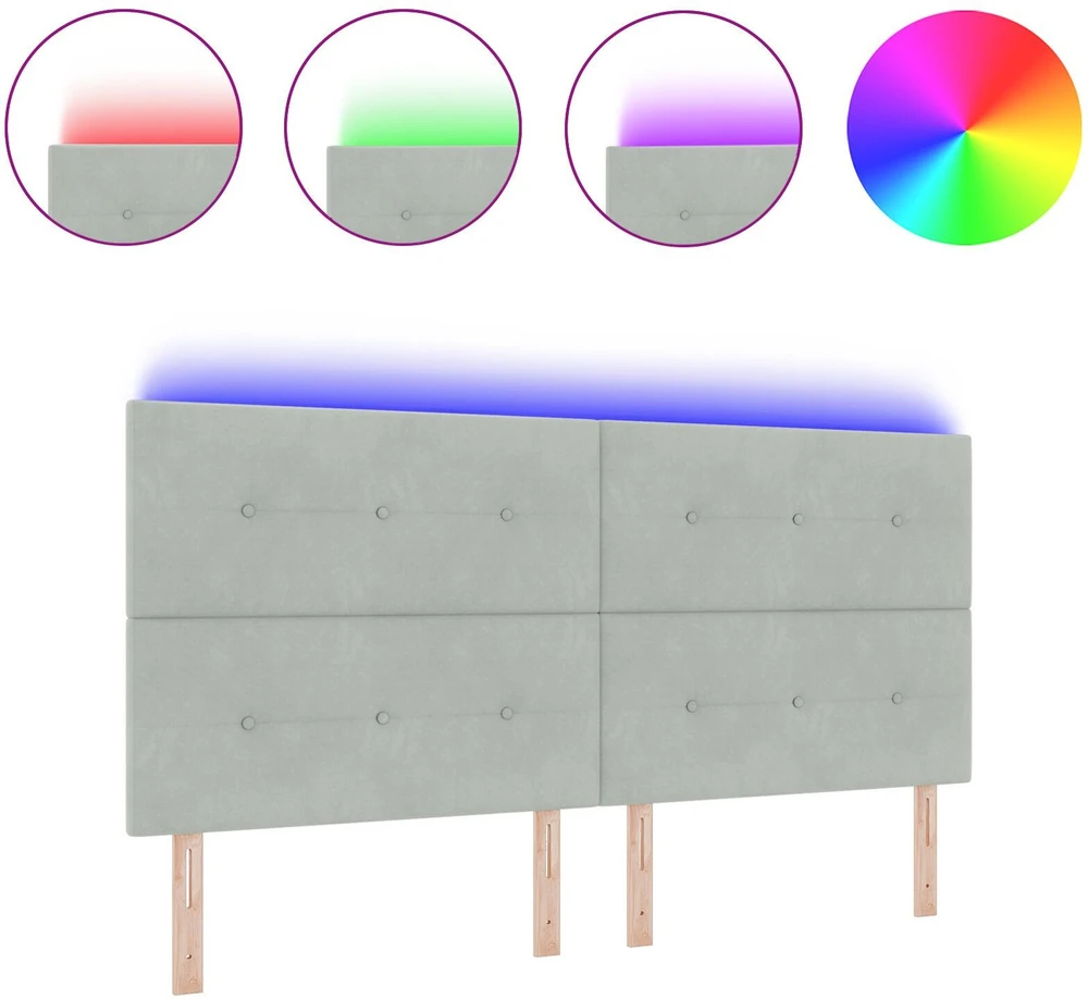 LED galvūgalis su LED juostelėmis Šviesiai pilka 200 cm Aksomas