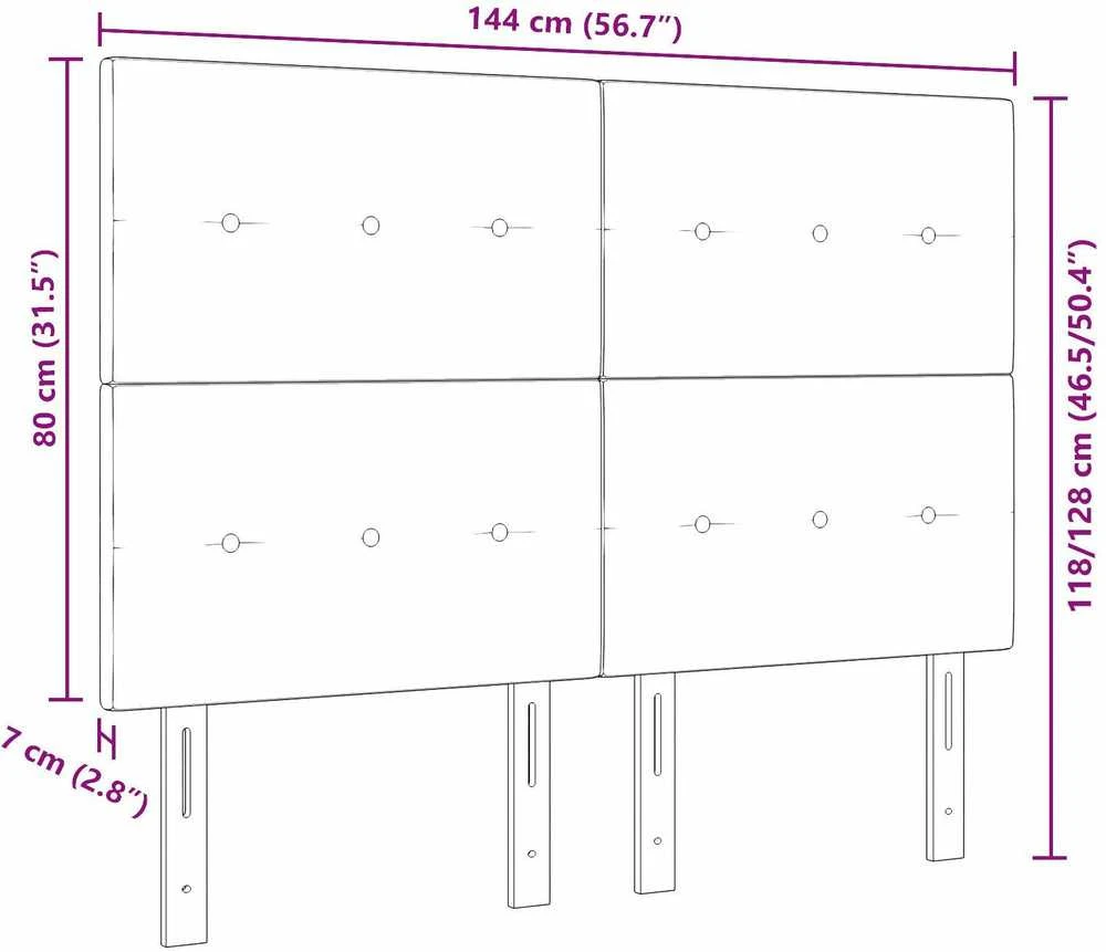 LED galvūgalis su LED juostelėmis Šviesiai pilka 144 cm Aksomas