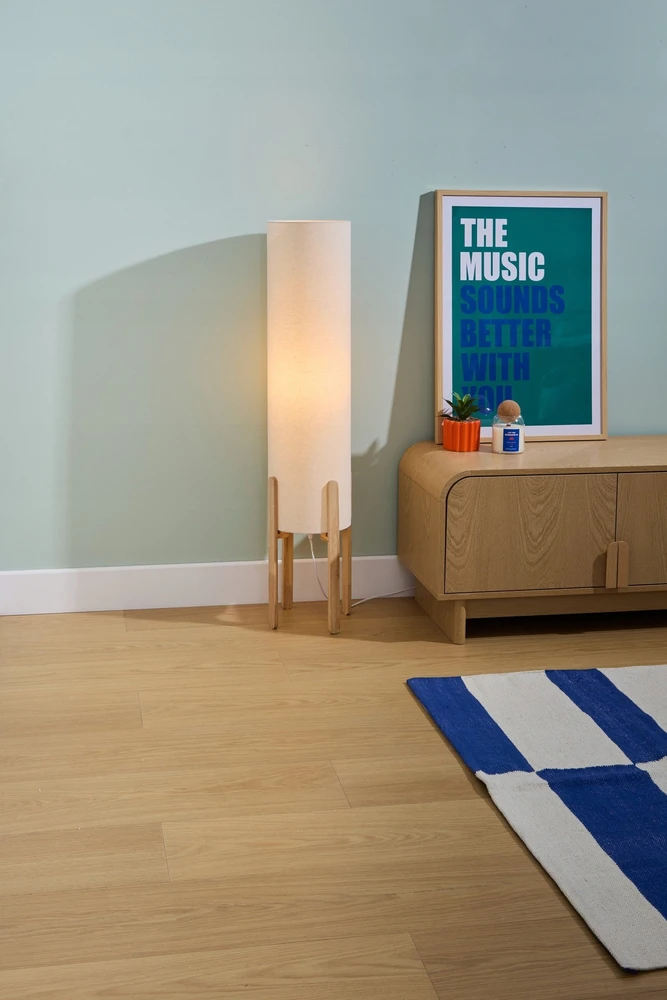 Atmosphera Lamp Toršeras su tekstiliniu gaubtu RAFA, medinės kojelės, Ø 24 x 107 cm