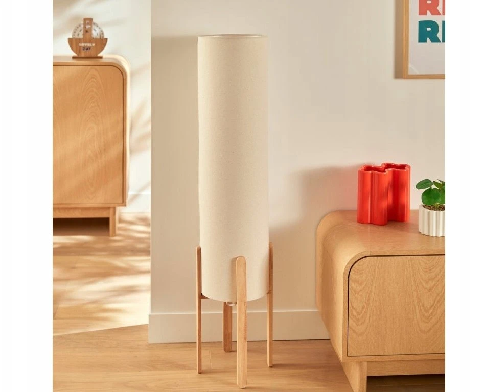 Atmosphera Lamp Toršeras su tekstiliniu gaubtu RAFA, medinės kojelės, Ø 24 x 107 cm