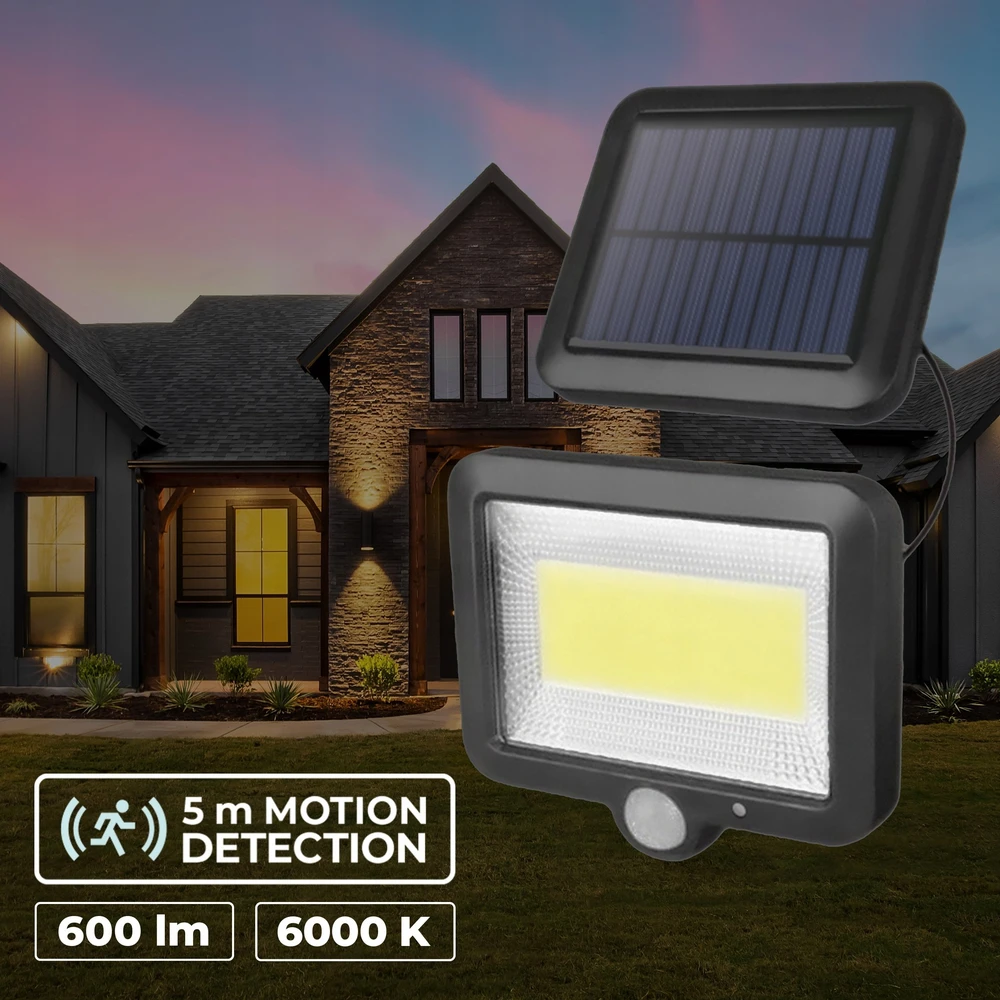 Eko Light Forever Lauko šviestuvas su atskira saulės baterija ir judesio jutikliu, 8W, 600lm, 1800mAh, 6000K