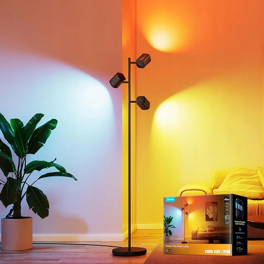 Govee LED grindų lempa su 3 galvutėmis, 157 cm, juoda, H60B2