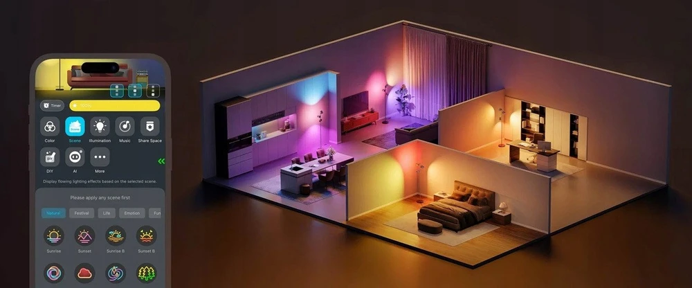 Govee LED grindų lempa su 3 galvutėmis, 157 cm, juoda, H60B2