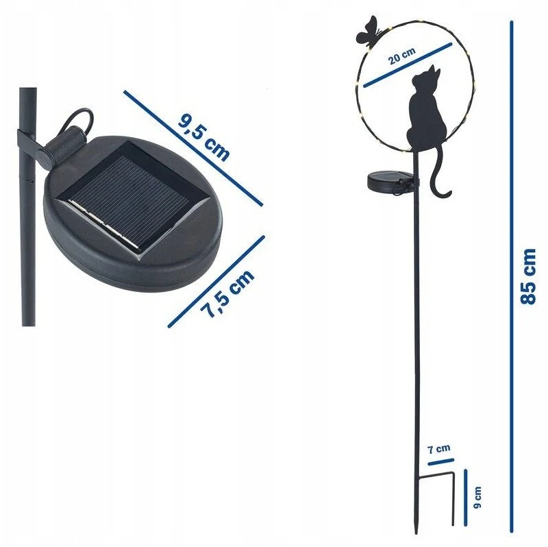 Maximex Lamp LED sodo lempa, katė, maitinama saulės energija, 85 cm