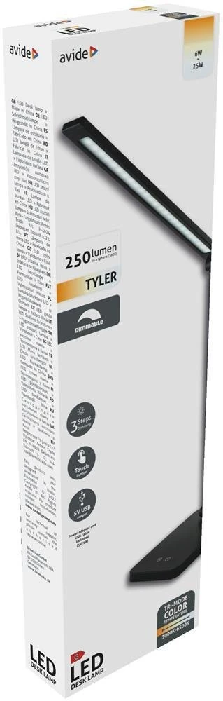 Carruzzo Avide ABLDL-6W-TYL-B stalinė lempa LED G Juoda