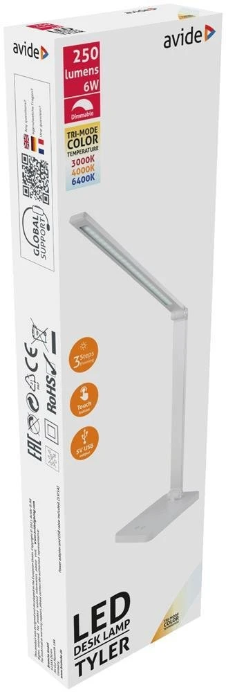 Carruzzo Avide ABLDL-6W-TYL-W stalinė lempa LED G Balta
