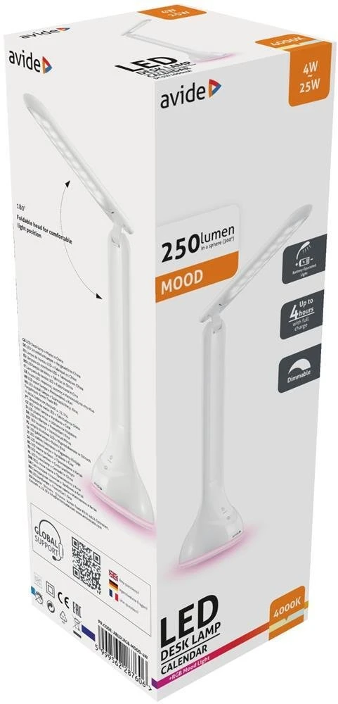 Avide LED įkraunamas stalinis šviestuvas 4W baltas