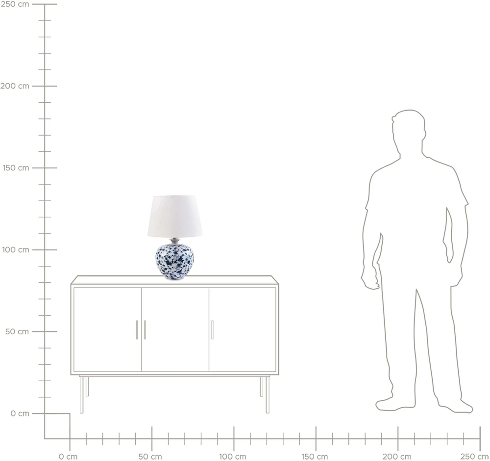 Beliani Stalinė lempa SILVES Porcelanas Balta/Mėlyna
