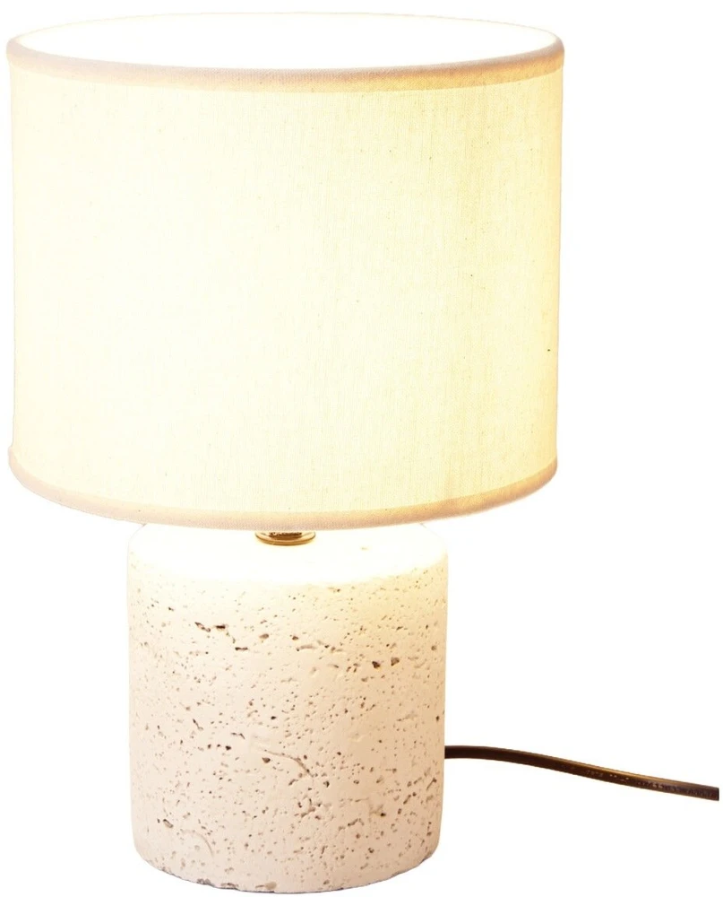 Home Styling Collection Lamp Stalinė lempa su cementiniu pagrindu, lininiu gaubtu, Ø 20,5 x 31 cm