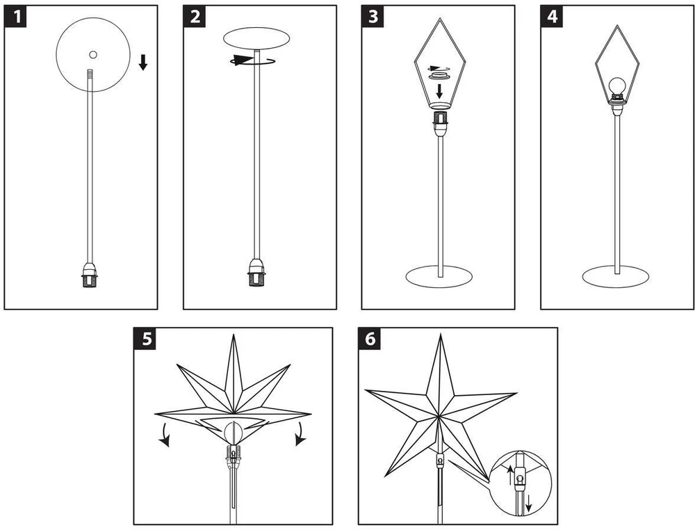 Lampa stołowa Koopman Lampka stojąca gwiazda dekoracyjna 65cm E 14 sidabrinė