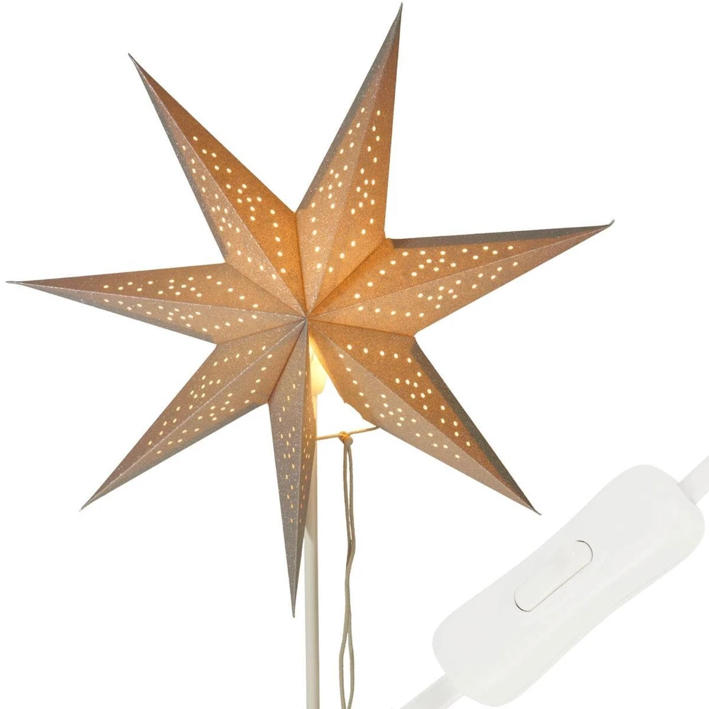 Lampa stołowa Koopman Lampka stojąca gwiazda dekoracyjna 65cm E 14 sidabrinė