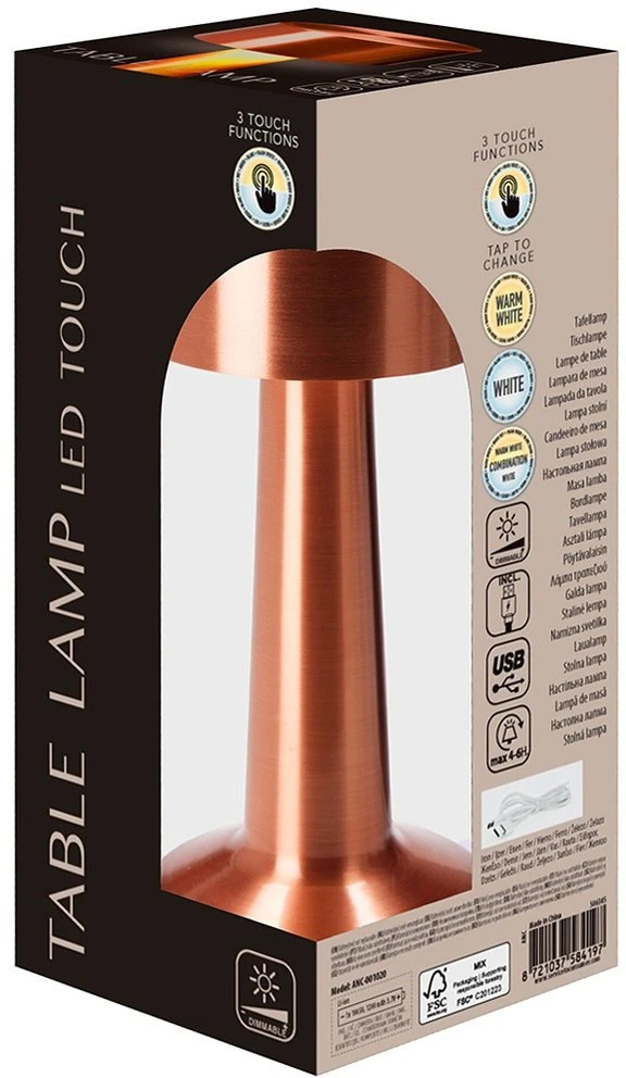Slowmoose LED Stalo Lempa Koper 21 cm - Dūmų Lempa - Naktinė Lempa