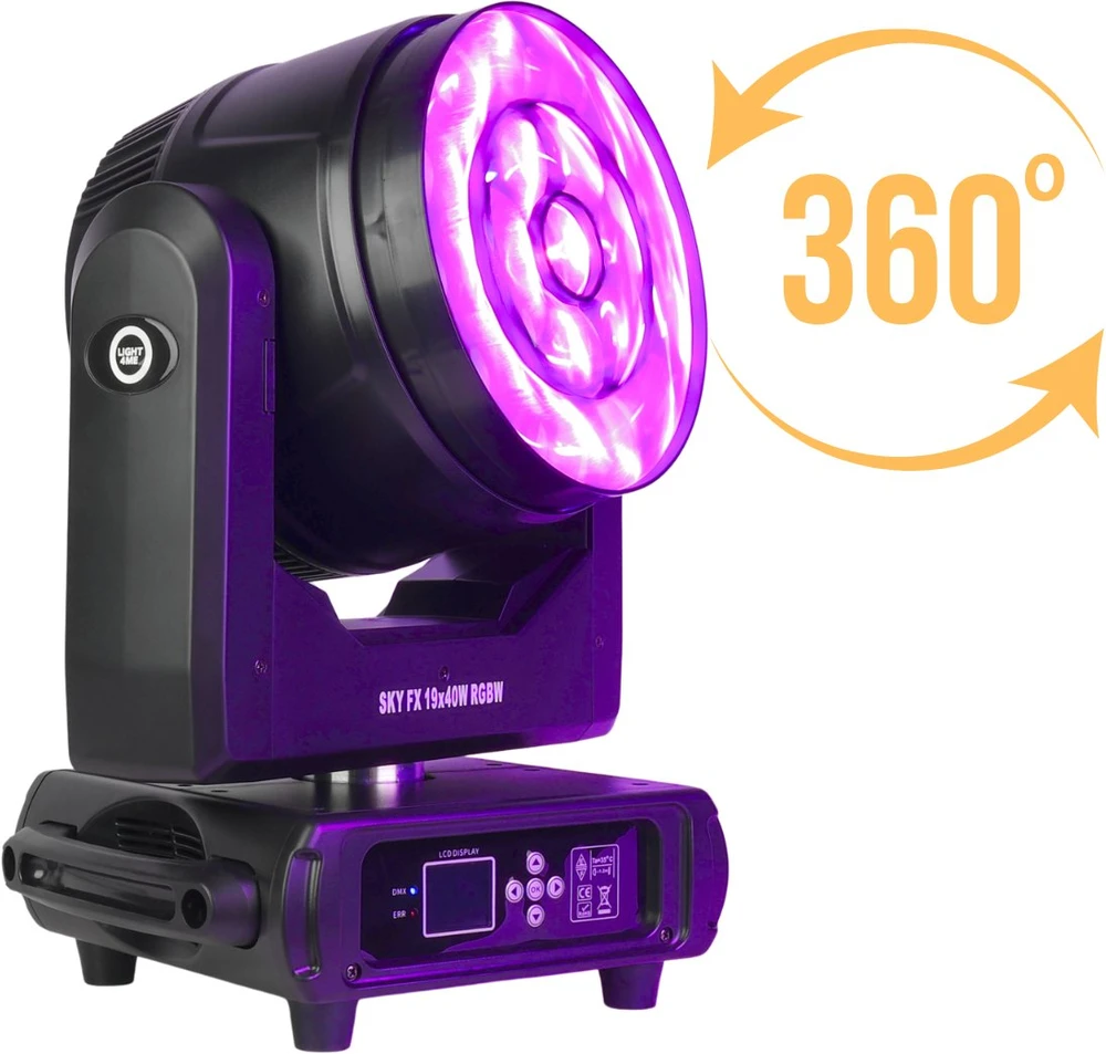 LIGHT4ME SKY FX 19x40W RGBW judančios galvutės plovimo funkcija