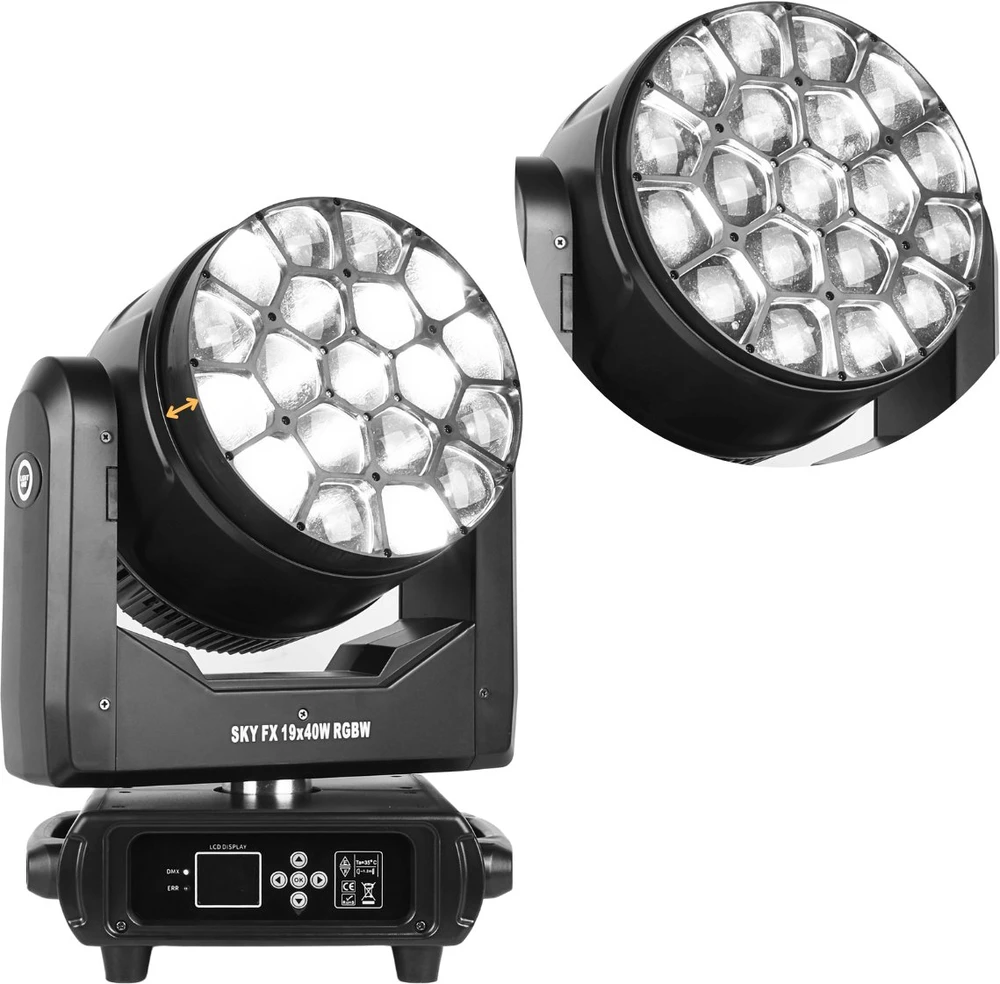 LIGHT4ME SKY FX 19x40W RGBW judančios galvutės plovimo funkcija