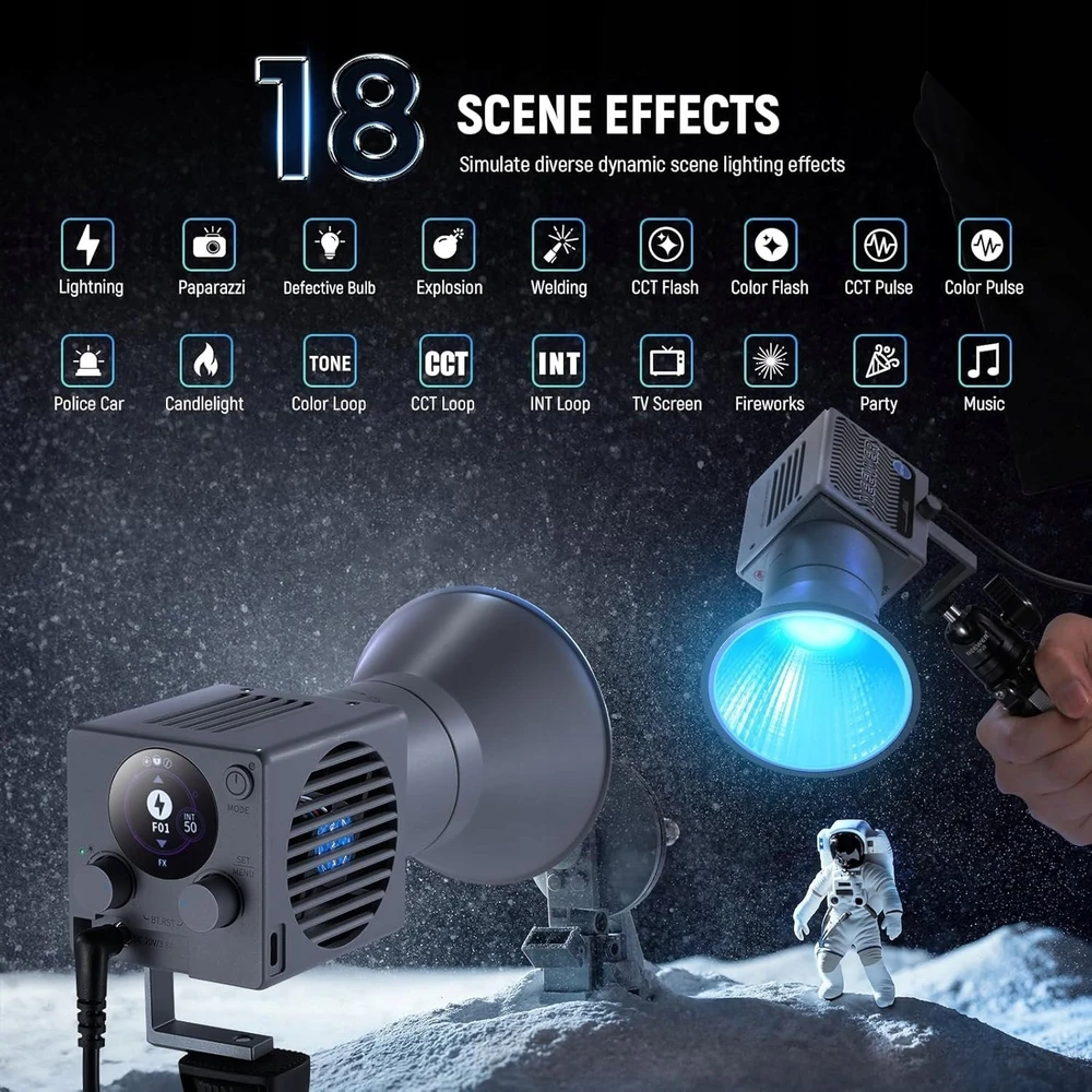 Neewer Studijinė LED RGB Lampa 60W COB 8700liuksų CRI97+ App/2.4G Studijinė Vaizdo HS60C