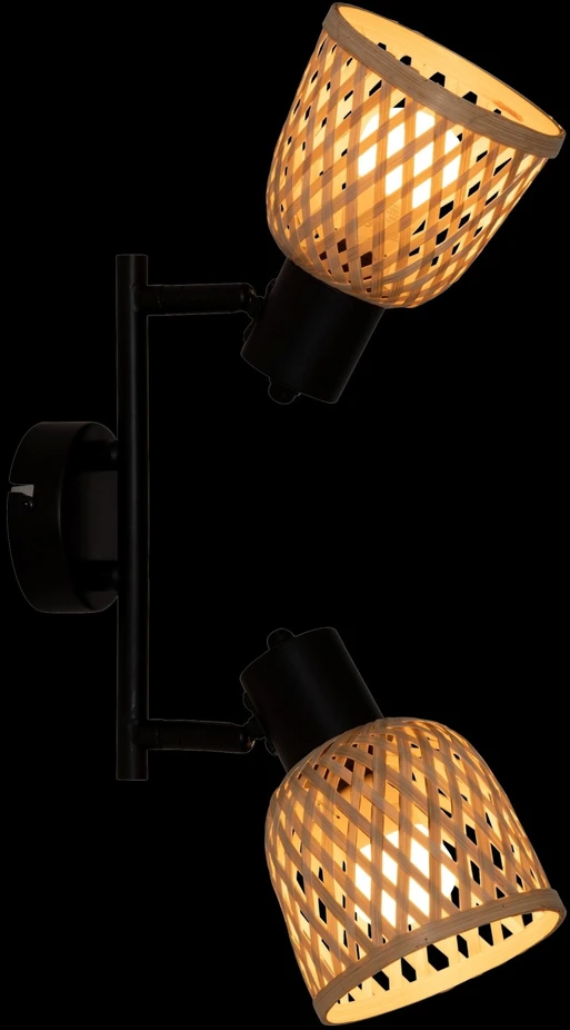 Atmosphera Bamboo LIO lubiniai šviestuvai su 2 pintais bambuko gaubtais, 2 x Ø 17 cm