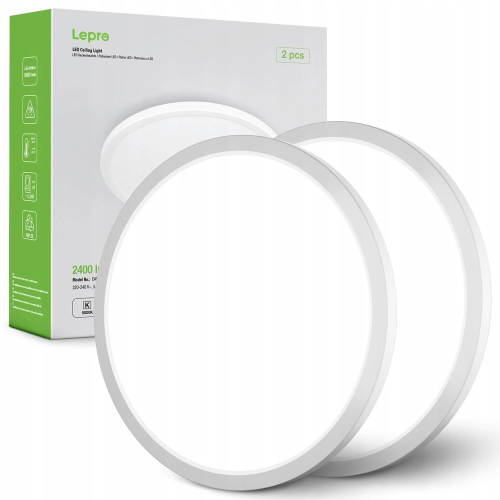 LEPRO 1500039-DW-EU-2 Lubinis šviestuvas, 24 W, 2400 lm, 2 vnt.