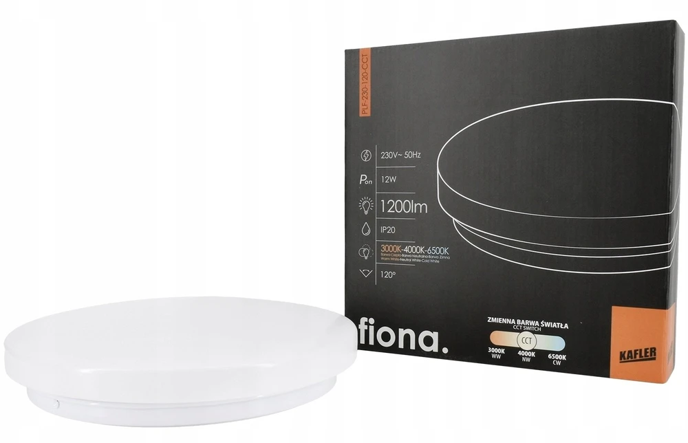 Bemko Kafler plafoniera LED FIONA 12W 3000/4000/6500K 1200LM IP20 balta