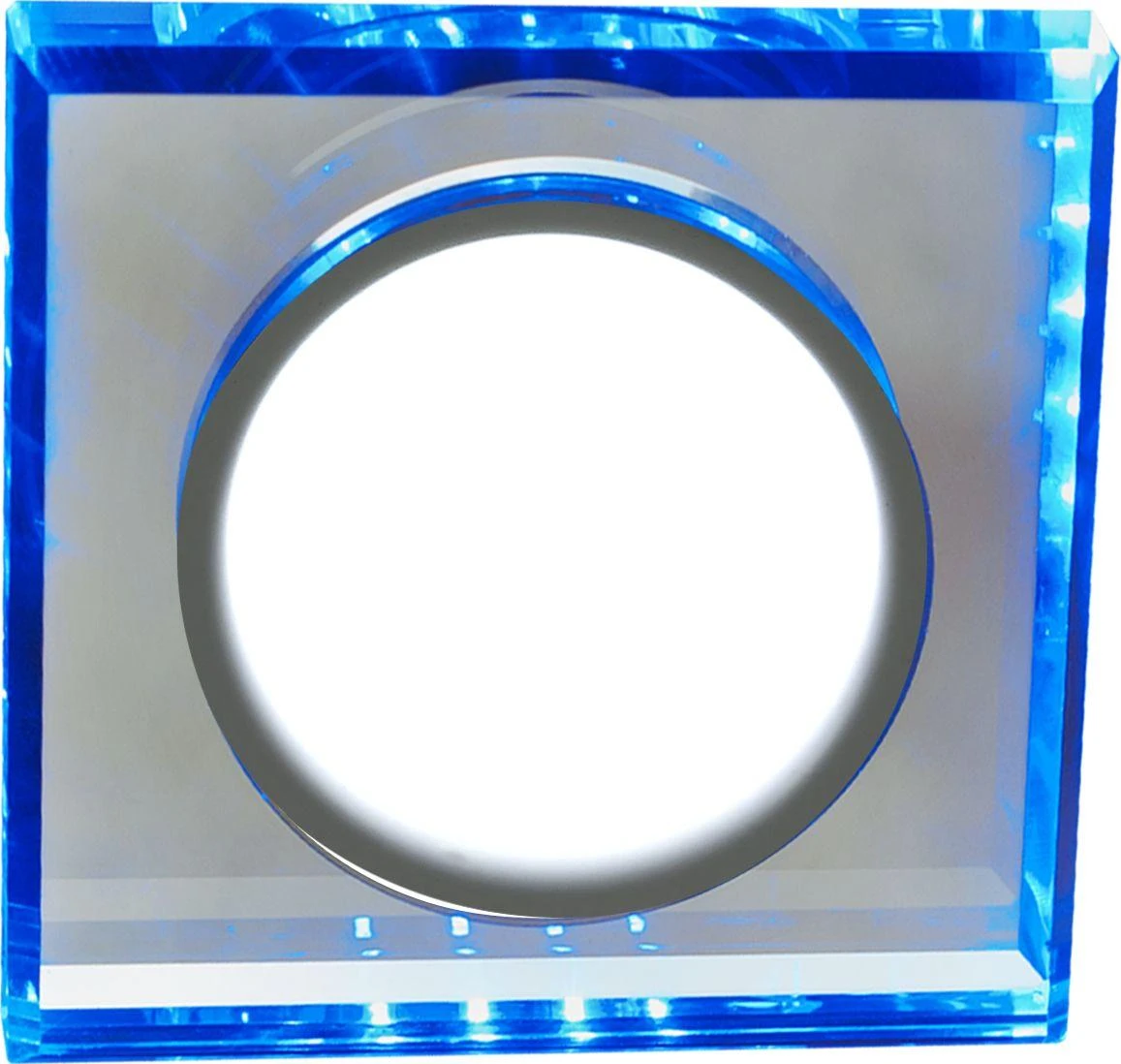 Pakabinamas šviestuvas Candellux SSP-22 CH/TR+BL 8W LED 230V ŽIEDAS LED MĖLYNAS ŽEMYNAS ŠVIESUS PAKABAMAS Kvadratinis STIKLAS