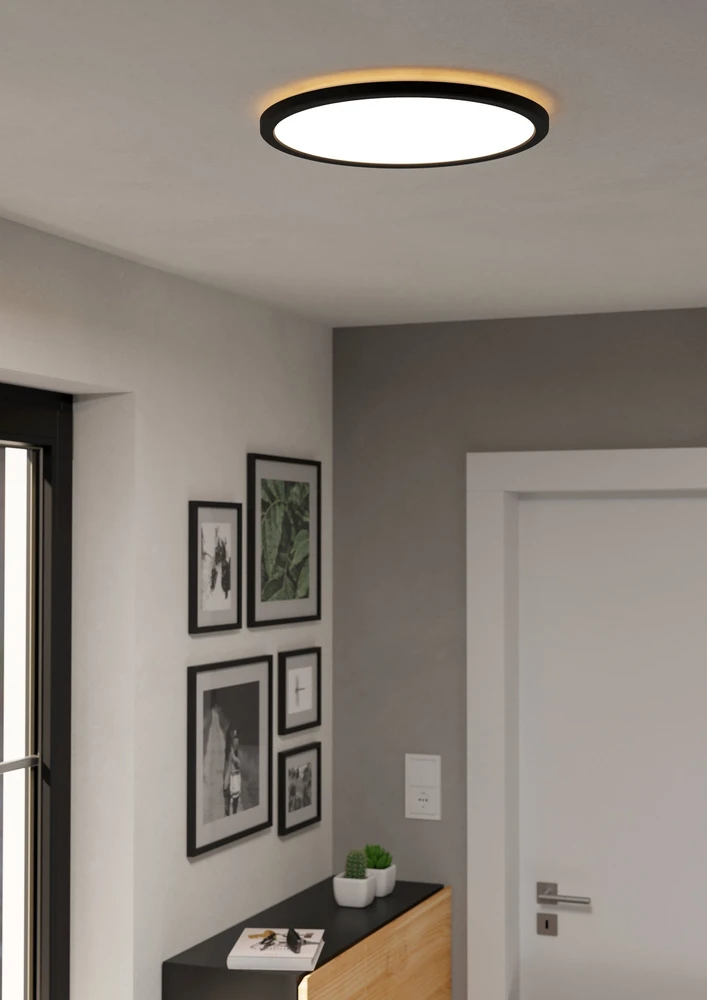 Lubinis šviestuvas Lampa sufitowa EGLO Ceiling LED light ROVITO-Z IP44 22.5W RGB 2700-6500K 2300lm juodas O39 remote/APP