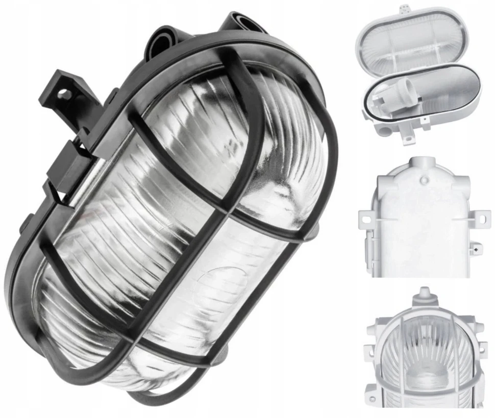 Sieninis šviestuvas GTV Priekinis šviestuvas SANGUESA KAY, maks. 40W, E27, AC220-240V, 50-60Hz, IP44, ABS/stiklas,