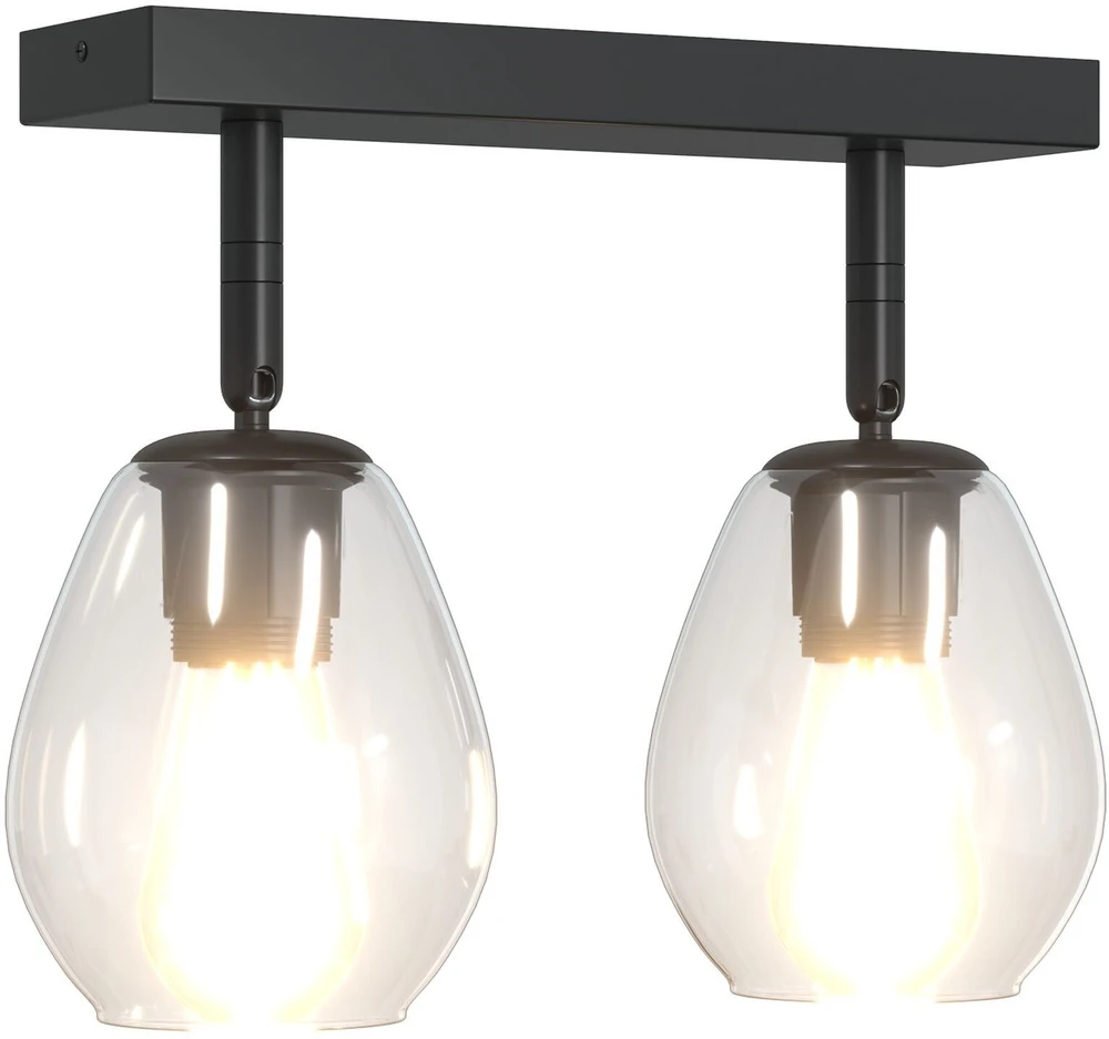 Pakabinamas šviestuvas Lubų prožektorius Juoda 33 x 13 x 26 cm Stiklas ir metalas