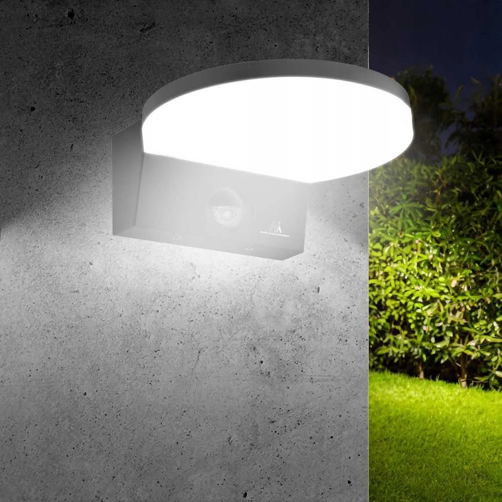 Lubinis šviestuvas Lampa „Maclean“ LED šviestuvas su judesio jutikliu, PIR judesio jutiklis, pilkas, 15 W, IP65, 1560 lm, neutrali balta (4000 K) MCE344 GR