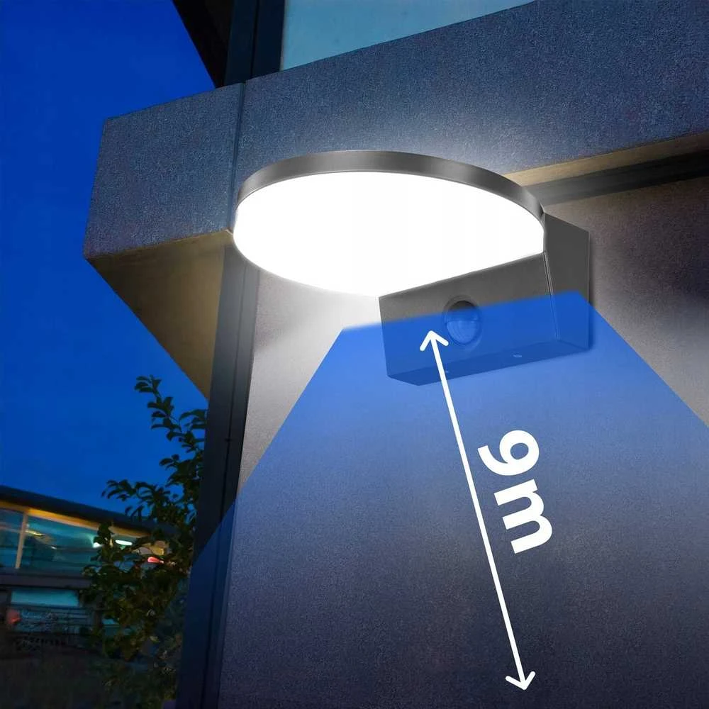 Lubinis šviestuvas Lampa „Maclean“ LED šviestuvas su judesio jutikliu, PIR judesio jutiklis, pilkas, 15 W, IP65, 1560 lm, neutrali balta (4000 K) MCE344 GR