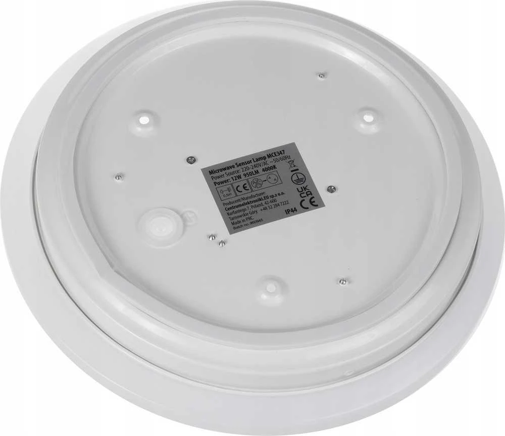 Sufitowa „Maclean“ LED jutiklinis lubinis šviestuvas, 5,8 GHz mikrobangų jutiklis, 4000 K, 12 W, 950 lm, IP44, MCE347