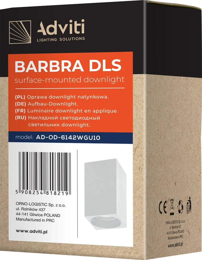 Lubinis šviestuvas Orno BARBRA DLS GU10 įleidžiamas šviestuvas, max 7W, IP20, kvadratinis, baltas, aliuminio