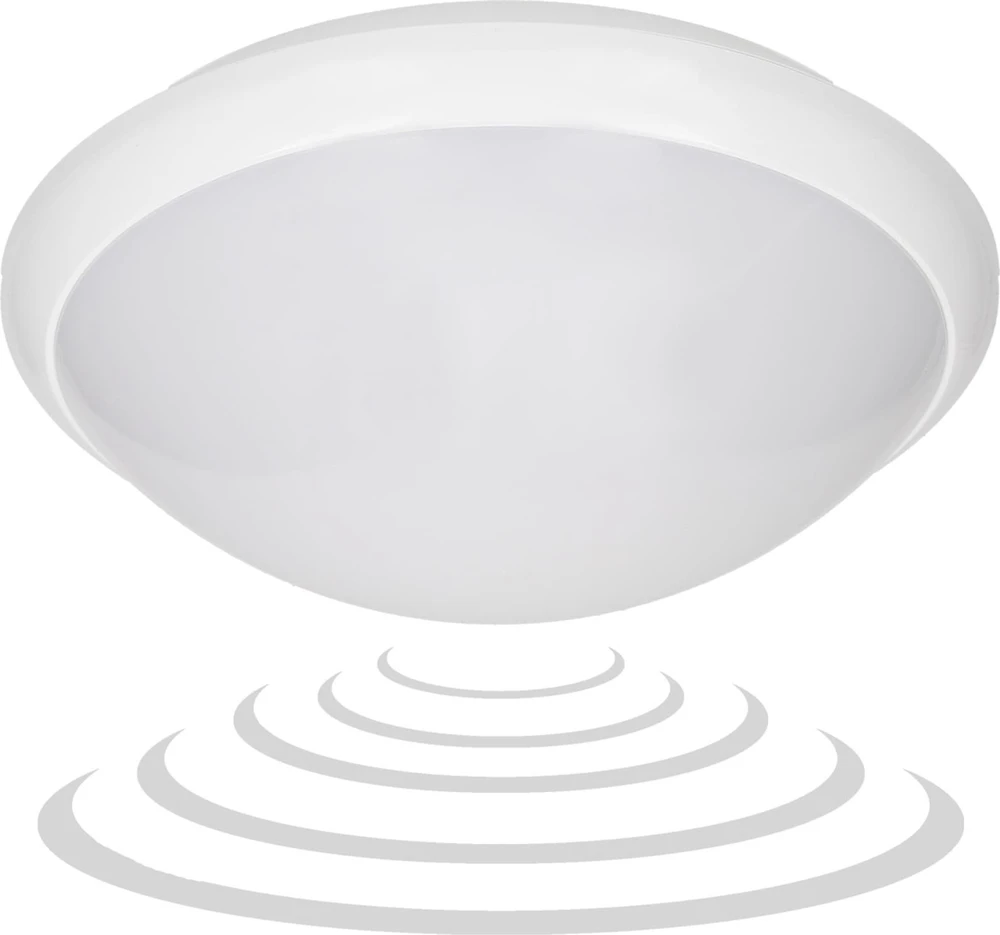 Orno BREVA, lubinis šviestuvas su mikrobangų judesio jutikliu, 60 W, E27, IP44, matinis polikarbonatas