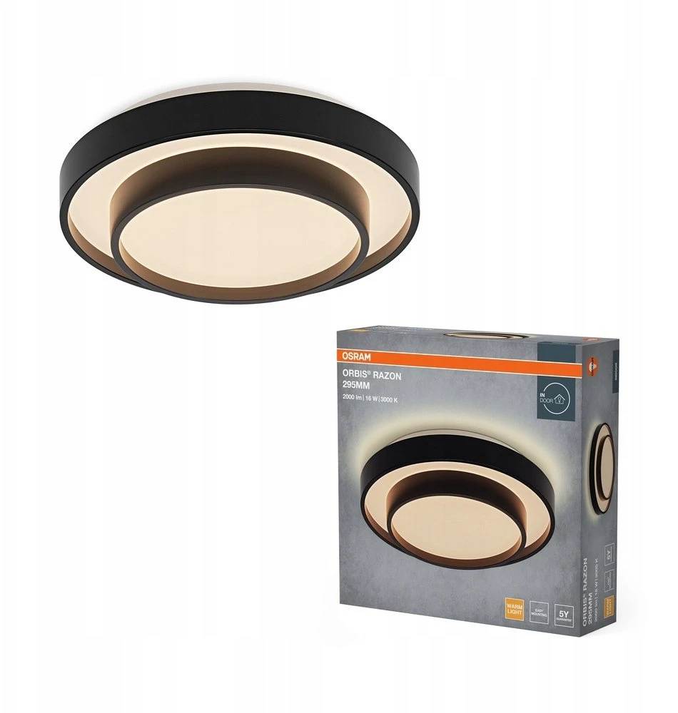 Lubinis šviestuvas Ceiling light Osram. LED. 16W. 3000K. 1000lm. Ø295. juodas