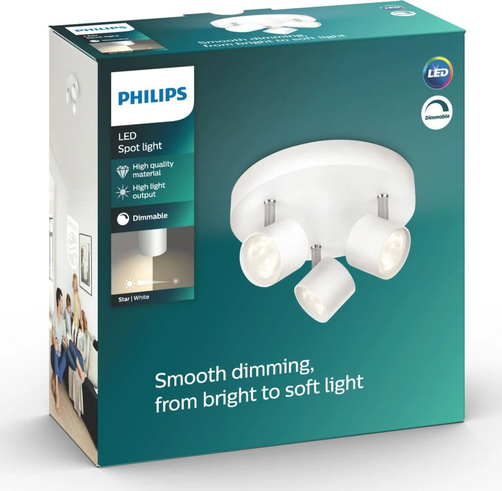 Lubinis šviestuvas Kryptinis šviestuvas PHILIPS STAR 562433116, 3 × 4,5 W, LED