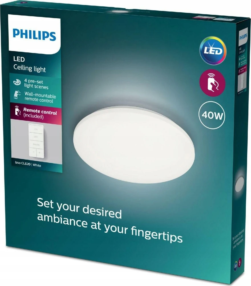 Lubinis šviestuvas Šviestuvas plafonas Philips Izso, 40 W, LED, 2700 - 6500 °K