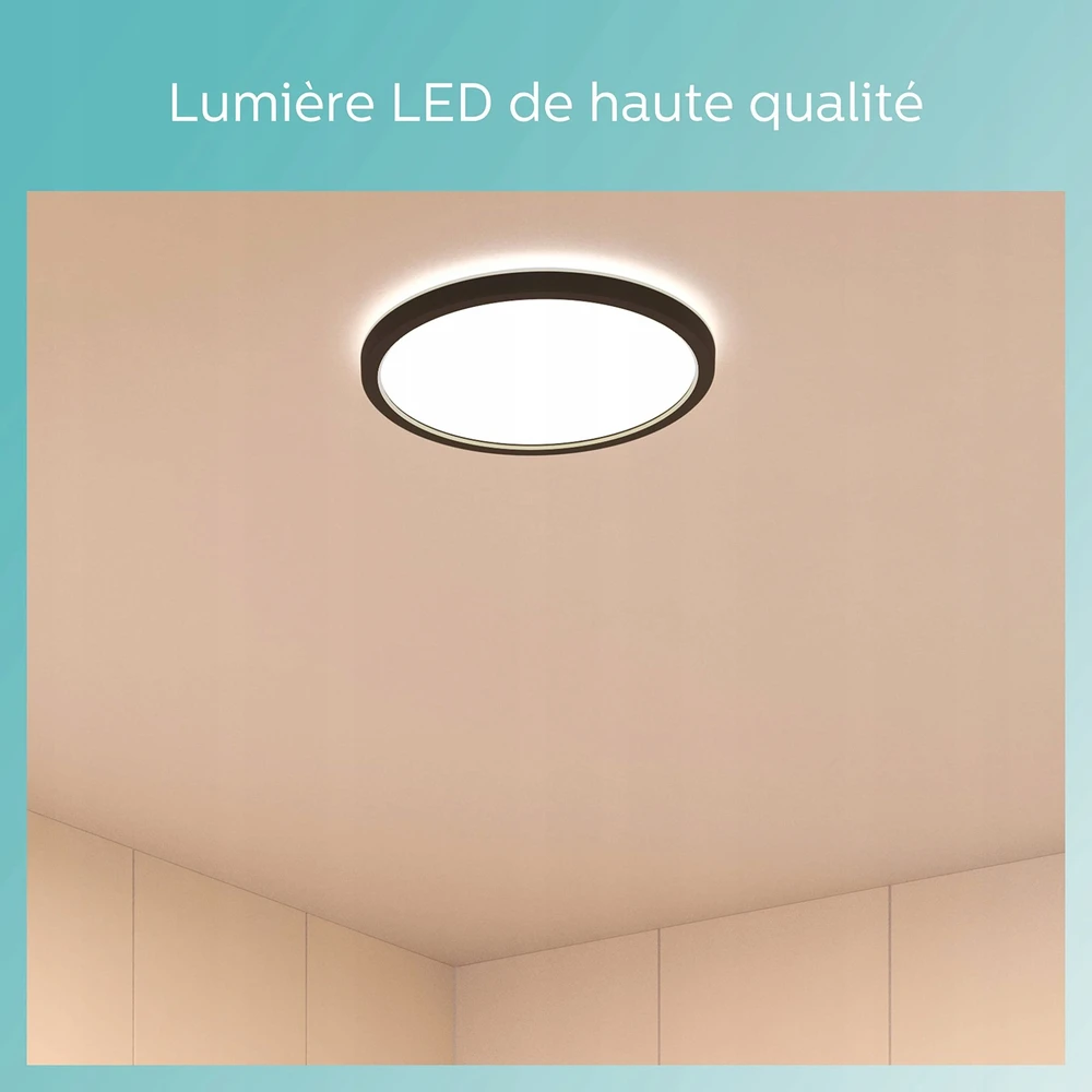 Lubinis šviestuvas Šviestuvas Philips Superslim, 15W, 2700°K, juodas