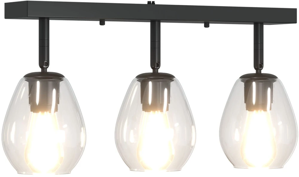 Pakabinamas šviestuvas Lubų prožektorius Juoda 54 x 13 x 26 cm Stiklas ir metalas