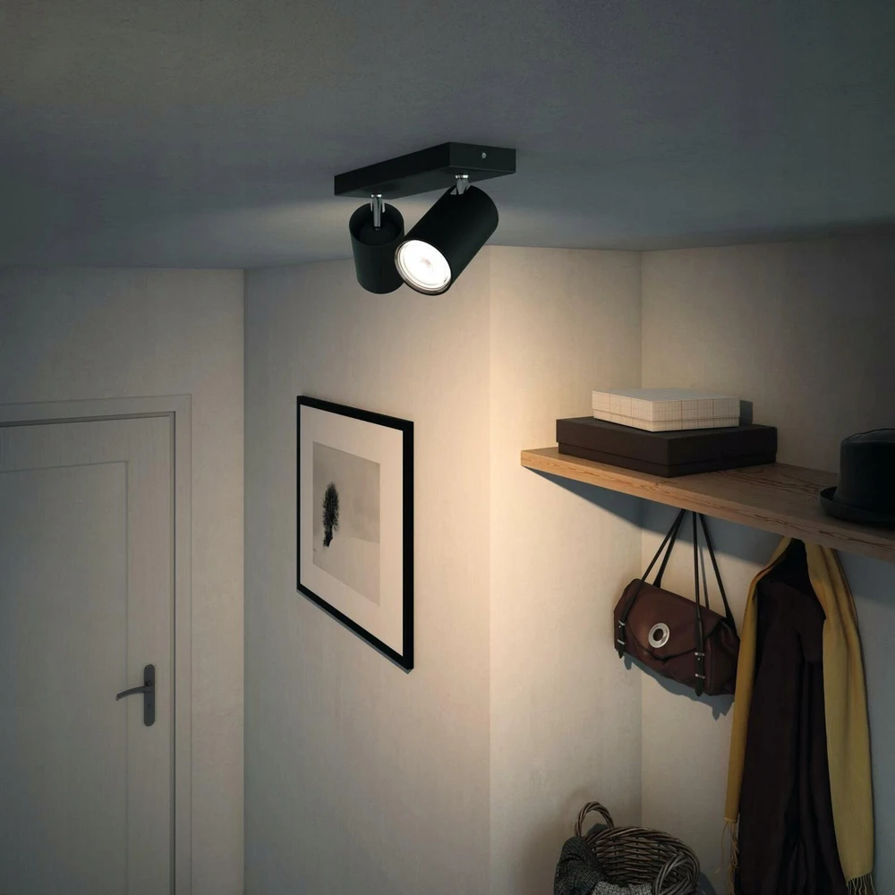 Sieninis šviestuvas Lampa sufitowa Signify Philips Kosipo Spot 2flg. exkl LM 2x5,5W Juodas