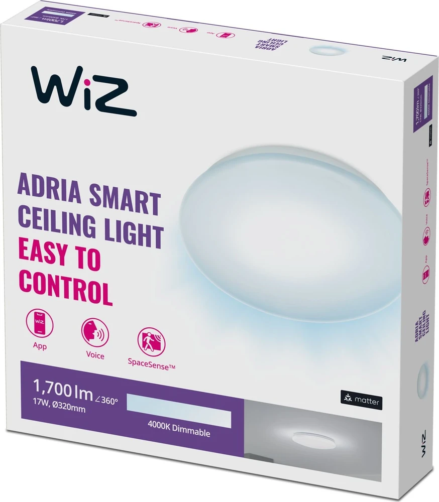 WIZ - Adria WiZ lubinis šviestuvas 17W RD 4000K, pritemdomas