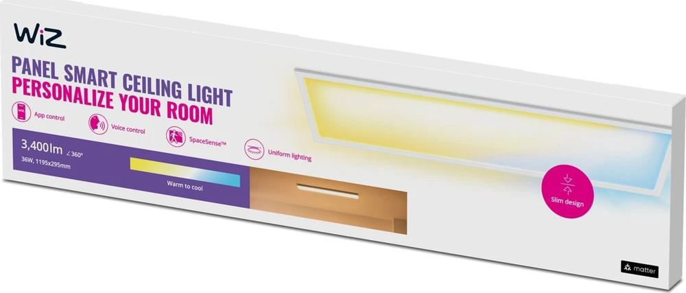 Lubinis šviestuvas Lampa sufitowa Signify WiZ Baltas Panel Tunable 3400lm Weiß Einzelpack