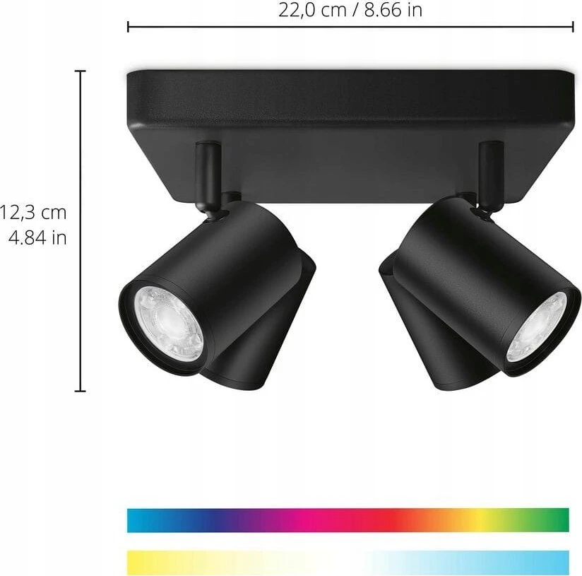 Signify WiZ IMAGEO 4erSpots lubinis šviestuvas kvadratinis Tunable Baltas&Color Schw