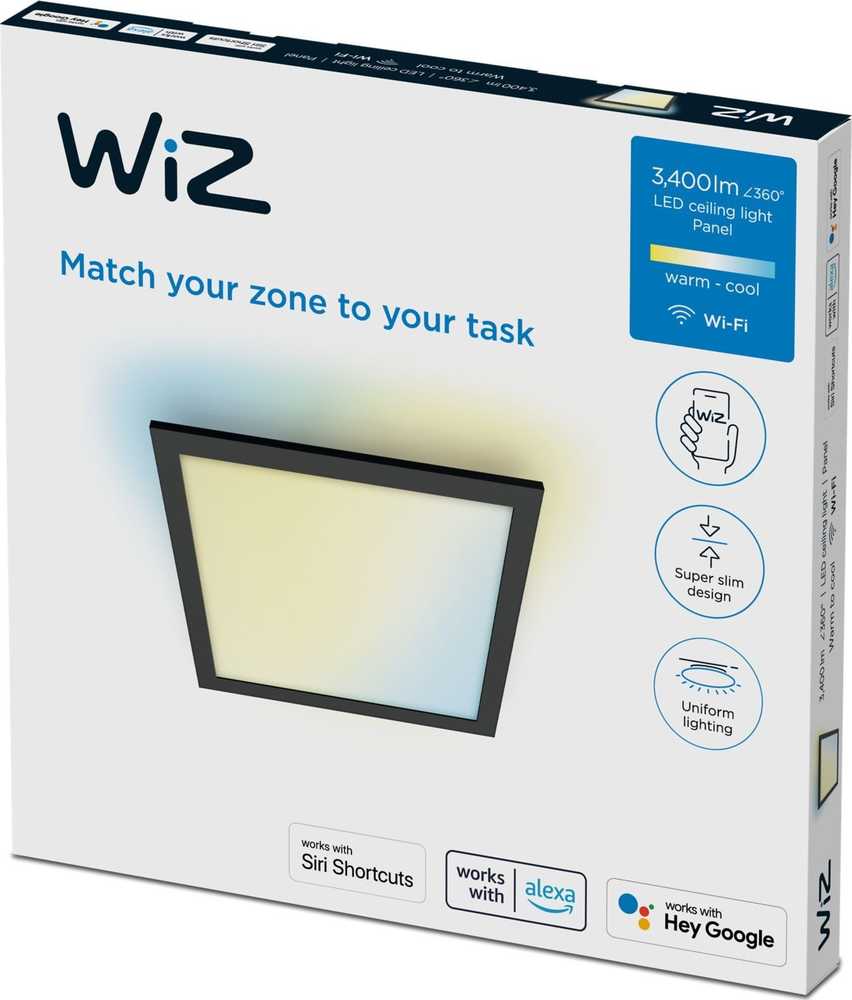 Lubinis šviestuvas PHILIPS WiZ Panel Tunable Baltas 36W kvadratinis juodas - lubų šviestuvas