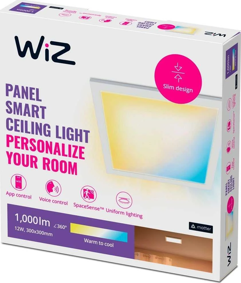 Lubinis šviestuvas Panelė WiZ luboms SQ 12W balta 27-65K TW
