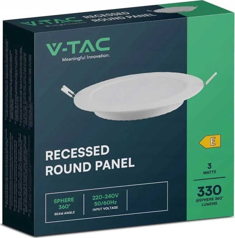 V-tac 3W LED įleidžiama panelė, balta, 3000K