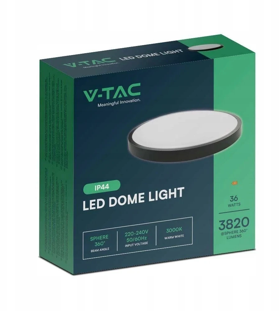 Lubinis šviestuvas V-tac 18W LED paviršinis šviestuvas, juodu korpusu, 6500K, IP44