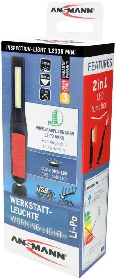 Žibintuvėlis įkraunamas LED, mikro-USB, Li-Ion, 230 lm, IL230R Mini, ANSMANN