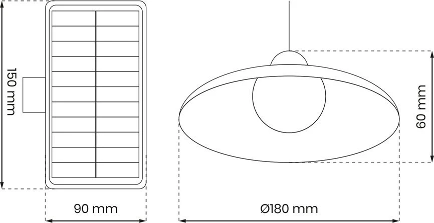 „Eko-Light Milagro“ pakabinamas šviestuvas su saulės energija varomas „Saturn“ EKO*9151 2x12W LED 150 lm 4000K IP45 dviguba juoda