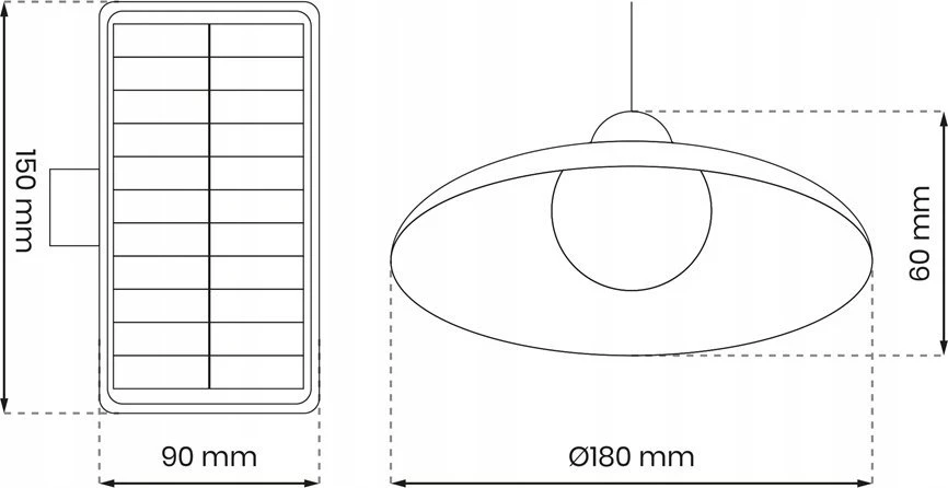 Eko-Light Milagro saulės energija varomas pakabinamas šviestuvas Saturn EKO9150* 6W LED 80lm 4000K IP45 juodas