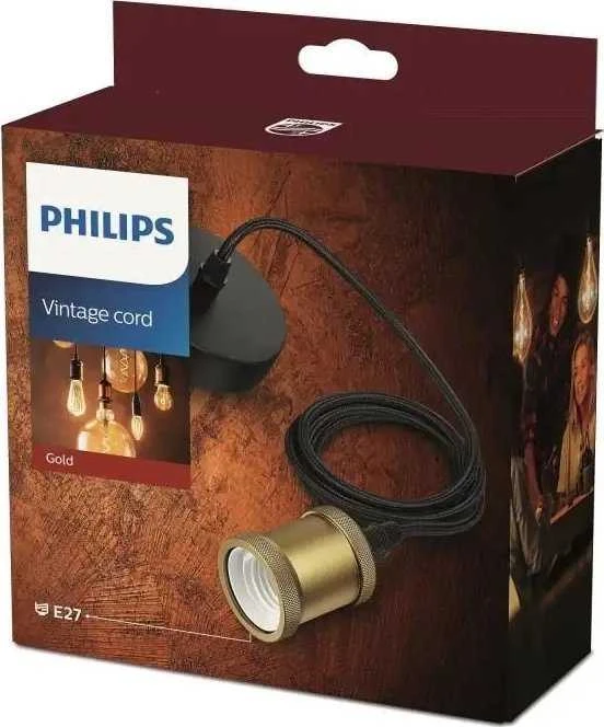 Sieninis šviestuvas Philips Vintage Cord pakabos laidas, šlifuotas auksas, E27