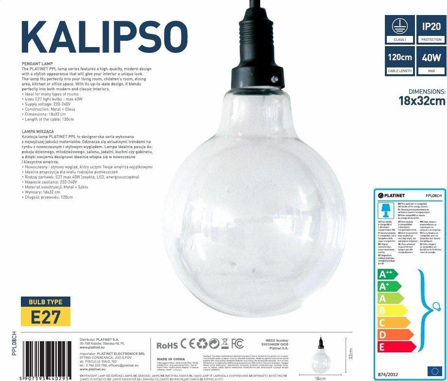 Pakabinamas šviestuvas Platinet lubinis šviestuvas Kalipso PPL08CH E27